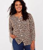 Loft Plus Leopard Print 3/4 Sleeve Cardigan