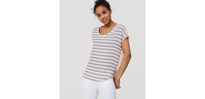 Loft Striped Mixed Media Tee