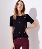 Loft Floral Embroidered Puff Sleeve Tee