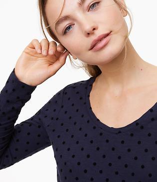 Loft Velvet Dot Long Sleeve Tee