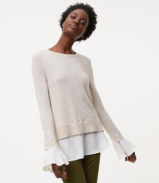 Loft Ruffle Cuff Two In One Sweater