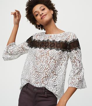 Loft Shadow Floral Lace Top