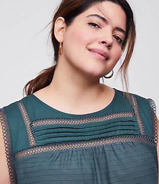 Loft Plus Lacy Pleated Shell