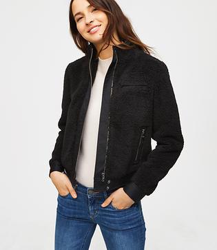 Loft Faux Sherpa Bomber Jacket