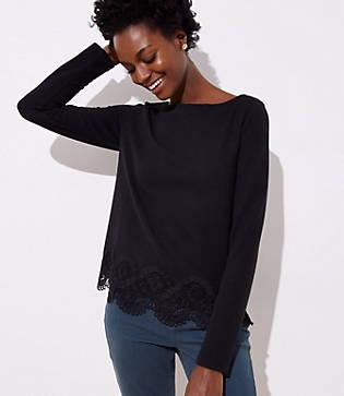 Loft Lace Trim Boatneck Tee