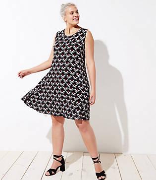 Loft Plus Petaled Smocked Back Sleeveless Swing Dress