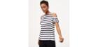 Loft Striped Cold Shoulder Flutter Top