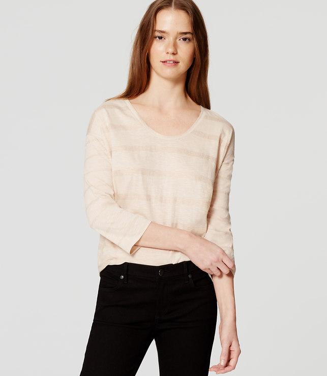 Loft Shimmer Stripe Drapey Tee
