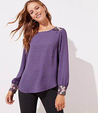 Loft Geo Floral Shirttail Blouse