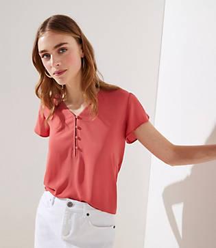 Loft Buttoned Petal Sleeve Top