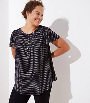 Loft Plus Mini Bloom Flutter Henley Top