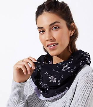 Loft Bordered Bloom Infinity Scarf