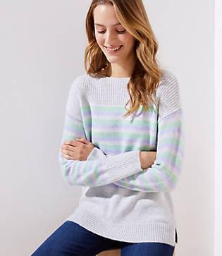 Loft Mixed Stripe Boatneck Sweater