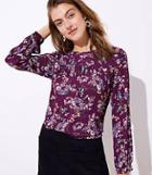 Loft Primrose Velvet Trim Mixed Media Top