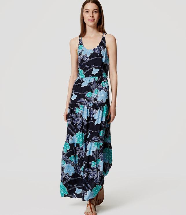 Loft Floral Tiered Maxi Dress