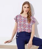Loft Floral Tile Double Bar Back Flutter Top