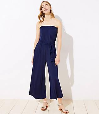 Loft Beach Strapless Tie Waist Jumpsuit