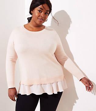 Loft Plus Flounce Mixed Media Sweater
