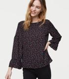 Loft Geo Floral Bell Sleeve Mixed Media Top