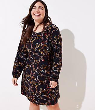 Loft Plus Flower Garland Flare Dress