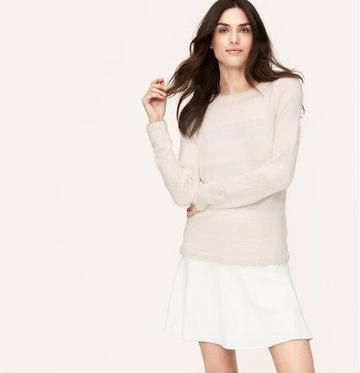 LOFT Sequin Stripe Sweater, Whisper White