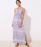 Loft Beach Mixed Dot Drawstring Waist Maxi Dress