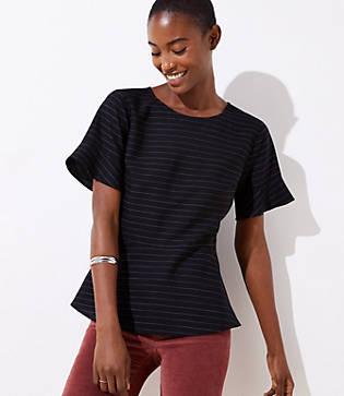 Loft Pinstripe Peplum Top
