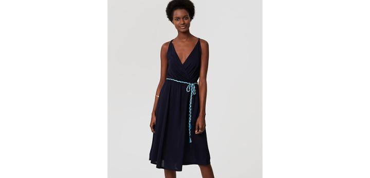 Loft Beach Braided Tie Waist Dress