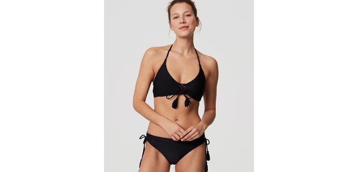 Loft Beach Tasseled Lace Up Bikini Top