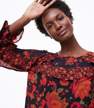 Loft Woodland Ruffle Blouse