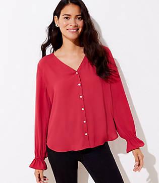 Loft Bell Cuff V-neck Blouse