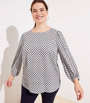 Loft Plus Tulip Puff Sleeve Blouse