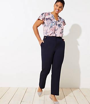 Loft Plus Trousers In Button Tab Waist