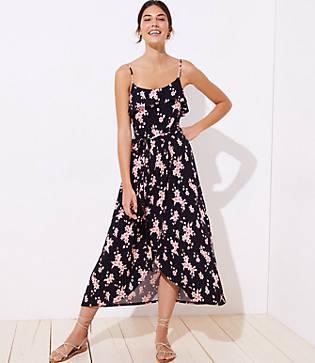 Loft Beach Floral Tie Waist Wrap Dress