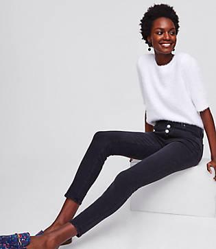 Loft Modern Button Fly Skinny Jeans In Black