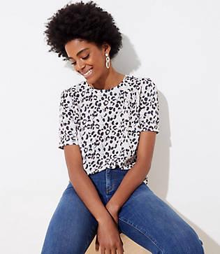 Loft Leopard Print Button Back Top