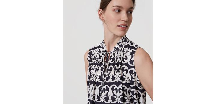 Loft Vineyard Stripe Tie Neck Shell