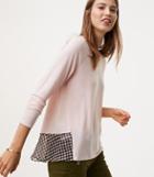 Loft Plaid Flounce Mixed Media Top