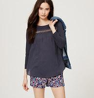 Loft Lacy Mixed Media Top