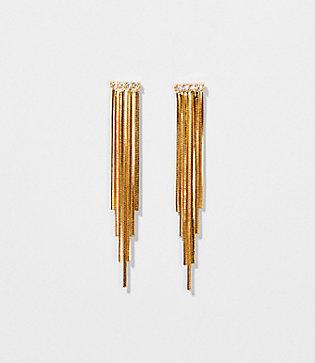 Loft Pave Metallic Tassel Earrings