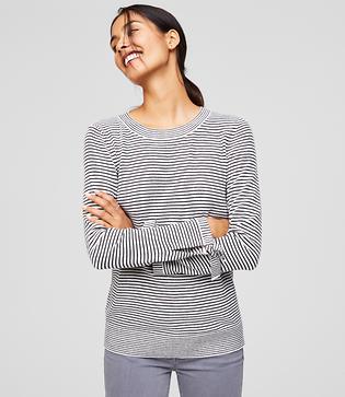 Loft Striped Tie Cuff Sweater