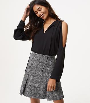Loft Tie Neck Cold Shoulder Blouse