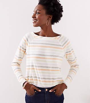 Loft Striped Raglan Long Sleeve Tee