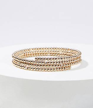 Loft Metallic Beaded Coil Bracelet