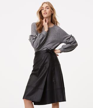 Loft Faux Leather Wrap Skirt