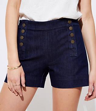 Loft Denim Sailor Shorts In Dark Rinse Wash