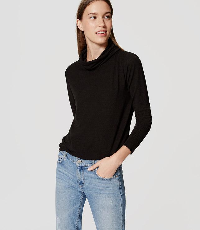 Loft Cowl Neck Shirttail Tee