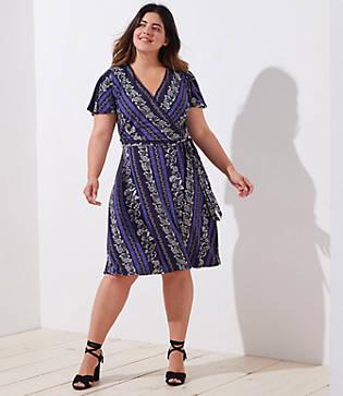 Loft Plus Flowering Vine Wrap Dress