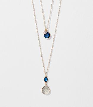 Loft Double Stone Pendant Layering Necklace Set