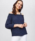Loft Dotted Mixed Media Off The Shoulder Top